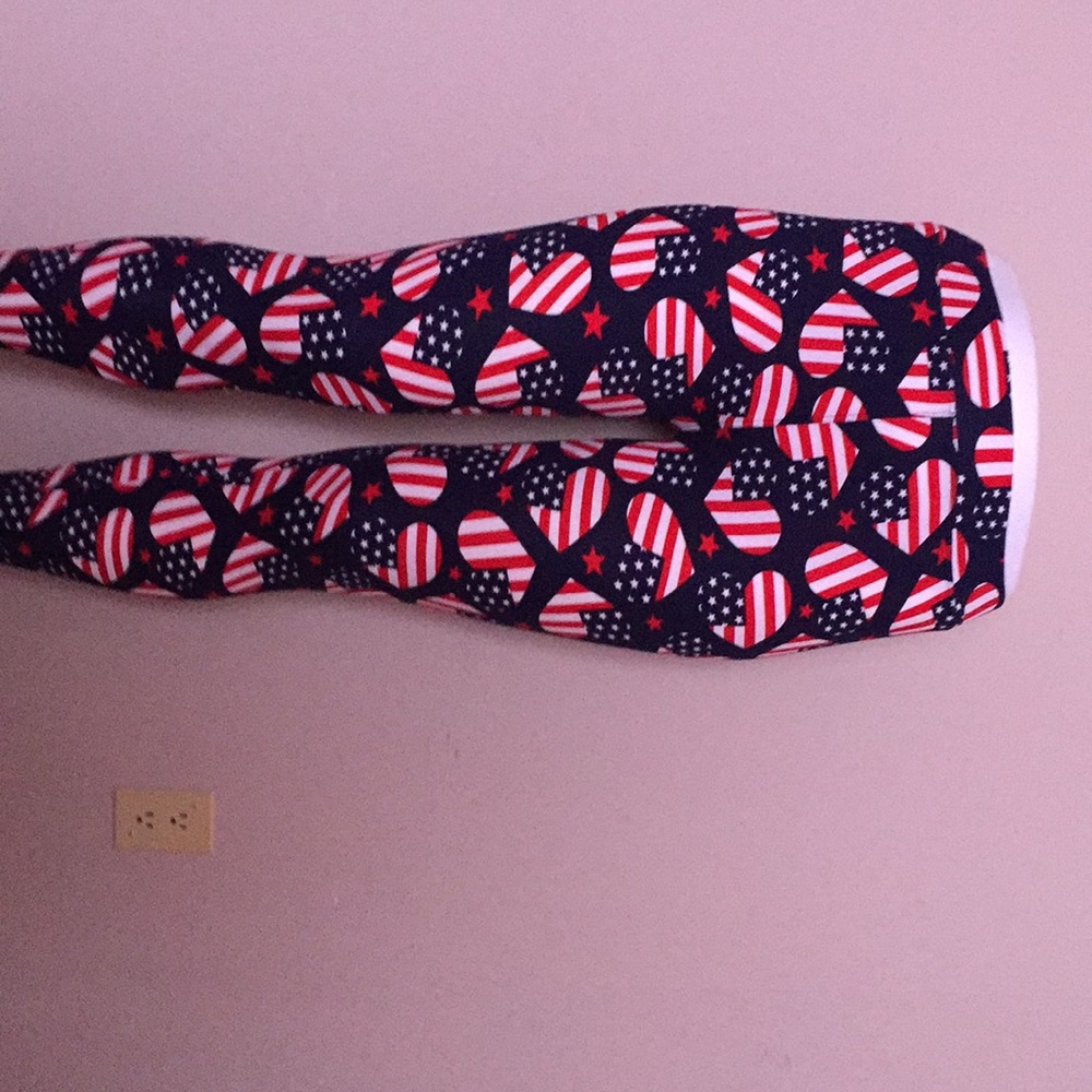 American flag heart leggings